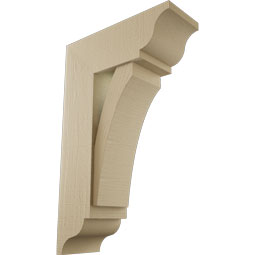 Ekena Millwork - BKTUR0756X20X32THR01RCPR - Timberthane Faux Wood Thorton Style Bracket w/ Offset Brace, Traditional Ends, 7 1/2"W x 20"D x 32"H, Primed Tan