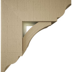 Ekena Millwork - BKTUR0756X22X22THR01RCPR - Timberthane Faux Wood Thorton Style Bracket w/ Offset Brace, Traditional Ends, 7 1/2"W x 22"D x 22"H, Primed Tan