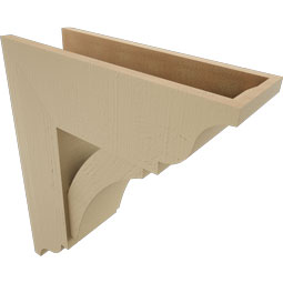Ekena Millwork - BKTUR0756X22X26THR01RCPR - Timberthane Faux Wood Thorton Style Bracket w/ Offset Brace, Traditional Ends, 7 1/2"W x 22"D x 26"H, Primed Tan