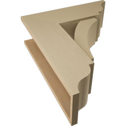 Ekena Millwork - BKTUR0756X22X26THR01RCPR - Timberthane Faux Wood Thorton Style Bracket w/ Offset Brace, Traditional Ends, 7 1/2"W x 22"D x 26"H, Primed Tan
