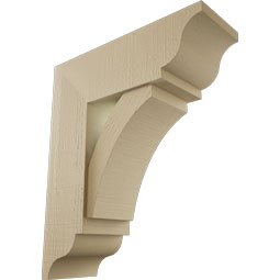 Ekena Millwork - BKTUR0756X22X26THR01RCPR - Timberthane Faux Wood Thorton Style Bracket w/ Offset Brace, Traditional Ends, 7 1/2"W x 22"D x 26"H, Primed Tan