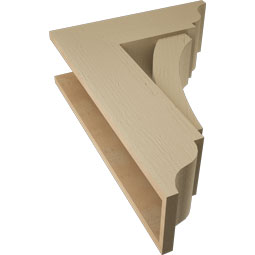 Ekena Millwork - BKTUR0756X22X30THR01RCPR - Timberthane Faux Wood Thorton Style Bracket w/ Offset Brace, Traditional Ends, 7 1/2"W x 22"D x 30"H, Primed Tan