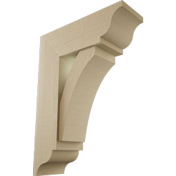 Ekena Millwork - BKTUR0756X22X30THR01RCPR - Timberthane Faux Wood Thorton Style Bracket w/ Offset Brace, Traditional Ends, 7 1/2"W x 22"D x 30"H, Primed Tan