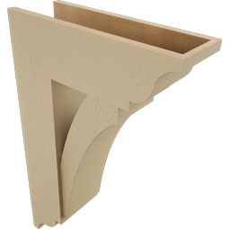 Ekena Millwork - BKTUR0756X22X34THR01RCPR - Timberthane Faux Wood Thorton Style Bracket w/ Offset Brace, Traditional Ends, 7 1/2"W x 22"D x 34"H, Primed Tan