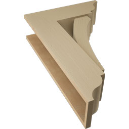 Ekena Millwork - BKTUR0756X22X34THR01RCPR - Timberthane Faux Wood Thorton Style Bracket w/ Offset Brace, Traditional Ends, 7 1/2"W x 22"D x 34"H, Primed Tan