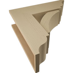 Ekena Millwork - BKTUR0756X24X24THR01RCPR - Timberthane Faux Wood Thorton Style Bracket w/ Offset Brace, Traditional Ends, 7 1/2"W x 24"D x 24"H, Primed Tan