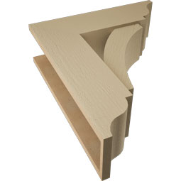 Ekena Millwork - BKTUR0756X24X28THR01RCPR - Timberthane Faux Wood Thorton Style Bracket w/ Offset Brace, Traditional Ends, 7 1/2"W x 24"D x 28"H, Primed Tan