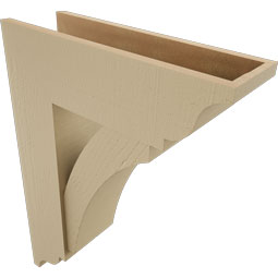 Ekena Millwork - BKTUR0756X24X32THR01RCPR - Timberthane Faux Wood Thorton Style Bracket w/ Offset Brace, Traditional Ends, 7 1/2"W x 24"D x 32"H, Primed Tan