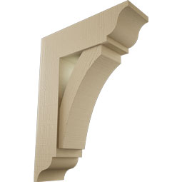 Ekena Millwork - BKTUR0756X24X32THR01RCPR - Timberthane Faux Wood Thorton Style Bracket w/ Offset Brace, Traditional Ends, 7 1/2"W x 24"D x 32"H, Primed Tan