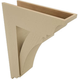 Ekena Millwork - BKTUR0756X24X36THR01RCPR - Timberthane Faux Wood Thorton Style Bracket w/ Offset Brace, Traditional Ends, 7 1/2"W x 24"D x 36"H, Primed Tan