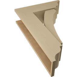 Ekena Millwork - BKTUR0756X24X36THR01RCPR - Timberthane Faux Wood Thorton Style Bracket w/ Offset Brace, Traditional Ends, 7 1/2"W x 24"D x 36"H, Primed Tan