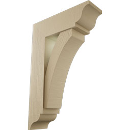 Ekena Millwork - BKTUR0756X24X36THR01RCPR - Timberthane Faux Wood Thorton Style Bracket w/ Offset Brace, Traditional Ends, 7 1/2"W x 24"D x 36"H, Primed Tan