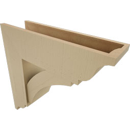 Ekena Millwork - BKTUR0756X26X26THR01RCPR - Timberthane Faux Wood Thorton Style Bracket w/ Offset Brace, Traditional Ends, 7 1/2"W x 26"D x 26"H, Primed Tan