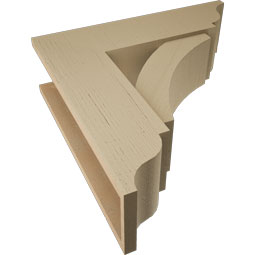 Ekena Millwork - BKTUR0756X26X26THR01RCPR - Timberthane Faux Wood Thorton Style Bracket w/ Offset Brace, Traditional Ends, 7 1/2"W x 26"D x 26"H, Primed Tan