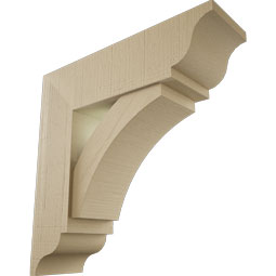 Ekena Millwork - BKTUR0756X26X26THR01RCPR - Timberthane Faux Wood Thorton Style Bracket w/ Offset Brace, Traditional Ends, 7 1/2"W x 26"D x 26"H, Primed Tan