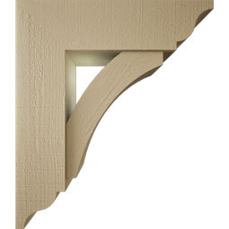 Ekena Millwork - BKTUR0756X26X30THR01RCPR - Timberthane Faux Wood Thorton Style Bracket w/ Offset Brace, Traditional Ends, 7 1/2"W x 26"D x 30"H, Primed Tan