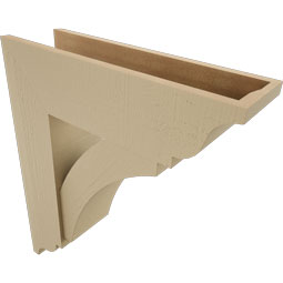Ekena Millwork - BKTUR0756X26X30THR01RCPR - Timberthane Faux Wood Thorton Style Bracket w/ Offset Brace, Traditional Ends, 7 1/2"W x 26"D x 30"H, Primed Tan