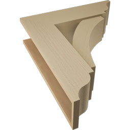 Ekena Millwork - BKTUR0756X26X30THR01RCPR - Timberthane Faux Wood Thorton Style Bracket w/ Offset Brace, Traditional Ends, 7 1/2"W x 26"D x 30"H, Primed Tan
