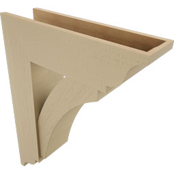 Ekena Millwork - BKTUR0756X26X34THR01RCPR - Timberthane Faux Wood Thorton Style Bracket w/ Offset Brace, Traditional Ends, 7 1/2"W x 26"D x 34"H, Primed Tan
