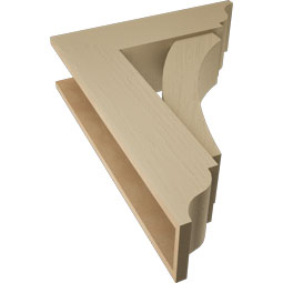 Ekena Millwork - BKTUR0756X26X34THR01RCPR - Timberthane Faux Wood Thorton Style Bracket w/ Offset Brace, Traditional Ends, 7 1/2"W x 26"D x 34"H, Primed Tan