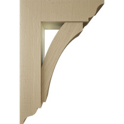 Ekena Millwork - BKTUR0756X26X38THR01RCPR - Timberthane Faux Wood Thorton Style Bracket w/ Offset Brace, Traditional Ends, 7 1/2"W x 26"D x 38"H, Primed Tan