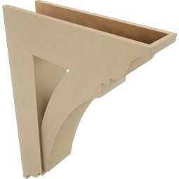 Ekena Millwork - BKTUR0756X26X38THR01RCPR - Timberthane Faux Wood Thorton Style Bracket w/ Offset Brace, Traditional Ends, 7 1/2"W x 26"D x 38"H, Primed Tan