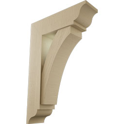 Ekena Millwork - BKTUR0756X26X38THR01RCPR - Timberthane Faux Wood Thorton Style Bracket w/ Offset Brace, Traditional Ends, 7 1/2"W x 26"D x 38"H, Primed Tan