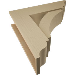 Ekena Millwork - BKTUR0756X28X28THR01RCPR - Timberthane Faux Wood Thorton Style Bracket w/ Offset Brace, Traditional Ends, 7 1/2"W x 28"D x 28"H, Primed Tan