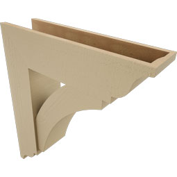 Ekena Millwork - BKTUR0756X28X32THR01RCPR - Timberthane Faux Wood Thorton Style Bracket w/ Offset Brace, Traditional Ends, 7 1/2"W x 28"D x 32"H, Primed Tan