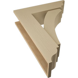 Ekena Millwork - BKTUR0756X28X36THR01RCPR - Timberthane Faux Wood Thorton Style Bracket w/ Offset Brace, Traditional Ends, 7 1/2"W x 28"D x 36"H, Primed Tan