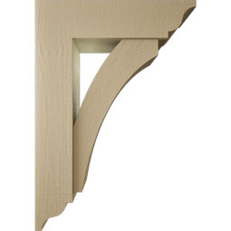 Ekena Millwork - BKTUR0756X28X40THR01RCPR - Timberthane Faux Wood Thorton Style Bracket w/ Offset Brace, Traditional Ends, 7 1/2"W x 28"D x 40"H, Primed Tan