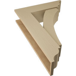 Ekena Millwork - BKTUR0756X28X40THR01RCPR - Timberthane Faux Wood Thorton Style Bracket w/ Offset Brace, Traditional Ends, 7 1/2"W x 28"D x 40"H, Primed Tan