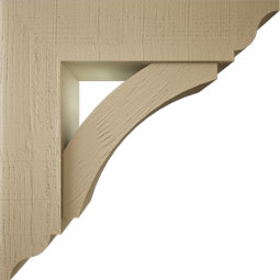 Ekena Millwork - BKTUR0756X30X30THR01RCPR - Timberthane Faux Wood Thorton Style Bracket w/ Offset Brace, Traditional Ends, 7 1/2"W x 30"D x 30"H, Primed Tan