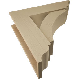 Ekena Millwork - BKTUR0756X30X30THR01RCPR - Timberthane Faux Wood Thorton Style Bracket w/ Offset Brace, Traditional Ends, 7 1/2"W x 30"D x 30"H, Primed Tan