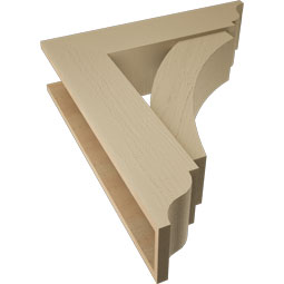 Ekena Millwork - BKTUR0756X30X34THR01RCPR - Timberthane Faux Wood Thorton Style Bracket w/ Offset Brace, Traditional Ends, 7 1/2"W x 30"D x 34"H, Primed Tan