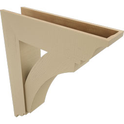 Ekena Millwork - BKTUR0756X30X38THR01RCPR - Timberthane Faux Wood Thorton Style Bracket w/ Offset Brace, Traditional Ends, 7 1/2"W x 30"D x 38"H, Primed Tan