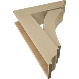 Ekena Millwork - BKTUR0756X30X38THR01RCPR - Timberthane Faux Wood Thorton Style Bracket w/ Offset Brace, Traditional Ends, 7 1/2"W x 30"D x 38"H, Primed Tan
