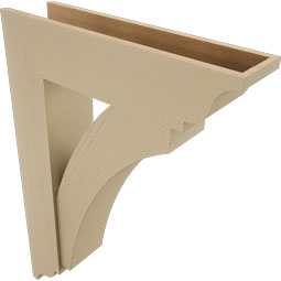 Ekena Millwork - BKTUR0756X30X42THR01RCPR - Timberthane Faux Wood Thorton Style Bracket w/ Offset Brace, Traditional Ends, 7 1/2"W x 30"D x 42"H, Primed Tan