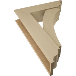 Ekena Millwork - BKTUR0756X30X42THR01RCPR - Timberthane Faux Wood Thorton Style Bracket w/ Offset Brace, Traditional Ends, 7 1/2"W x 30"D x 42"H, Primed Tan