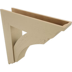Ekena Millwork - BKTUR0756X32X36THR01RCPR - Timberthane Faux Wood Thorton Style Bracket w/ Offset Brace, Traditional Ends, 7 1/2"W x 32"D x 36"H, Primed Tan