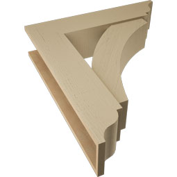 Ekena Millwork - BKTUR0756X32X36THR01RCPR - Timberthane Faux Wood Thorton Style Bracket w/ Offset Brace, Traditional Ends, 7 1/2"W x 32"D x 36"H, Primed Tan