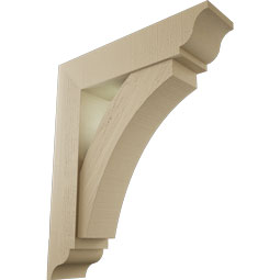 Ekena Millwork - BKTUR0756X32X38THR01RCPR - Timberthane Faux Wood Thorton Style Bracket w/ Offset Brace, Traditional Ends, 7 1/2"W x 32"D x 38"H, Primed Tan