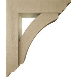 Ekena Millwork - BKTUR0756X34X40THR01RCPR - Timberthane Faux Wood Thorton Style Bracket w/ Offset Brace, Traditional Ends, 7 1/2"W x 34"D x 40"H, Primed Tan