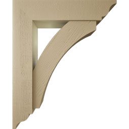 Ekena Millwork - BKTUR0756X34X42THR01RCPR - Timberthane Faux Wood Thorton Style Bracket w/ Offset Brace, Traditional Ends, 7 1/2"W x 34"D x 42"H, Primed Tan