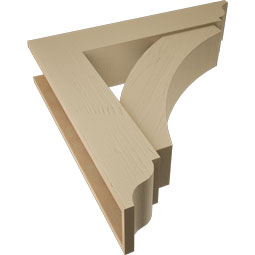 Ekena Millwork - BKTUR0756X36X36THR01RCPR - Timberthane Faux Wood Thorton Style Bracket w/ Offset Brace, Traditional Ends, 7 1/2"W x 36"D x 36"H, Primed Tan