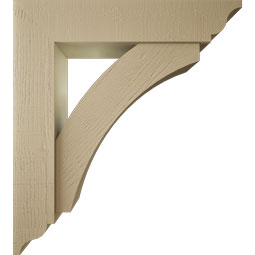Ekena Millwork - BKTUR0756X36X40THR01RCPR - Timberthane Faux Wood Thorton Style Bracket w/ Offset Brace, Traditional Ends, 7 1/2"W x 36"D x 40"H, Primed Tan