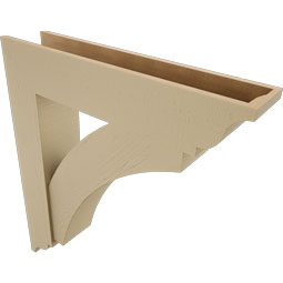 Ekena Millwork - BKTUR0756X36X40THR01RCPR - Timberthane Faux Wood Thorton Style Bracket w/ Offset Brace, Traditional Ends, 7 1/2"W x 36"D x 40"H, Primed Tan