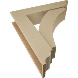 Ekena Millwork - BKTUR0756X36X40THR01RCPR - Timberthane Faux Wood Thorton Style Bracket w/ Offset Brace, Traditional Ends, 7 1/2"W x 36"D x 40"H, Primed Tan
