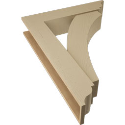 Ekena Millwork - BKTUR0756X36X48THR01RCPR - Timberthane Faux Wood Thorton Style Bracket w/ Offset Brace, Traditional Ends, 7 1/2"W x 36"D x 48"H, Primed Tan