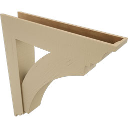 Ekena Millwork - BKTUR0756X38X44THR01RCPR - Timberthane Faux Wood Thorton Style Bracket w/ Offset Brace, Traditional Ends, 7 1/2"W x 38"D x 44"H, Primed Tan